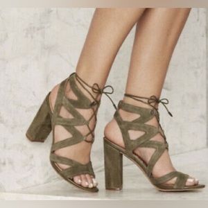 Sam Edelman olive green lace up heels